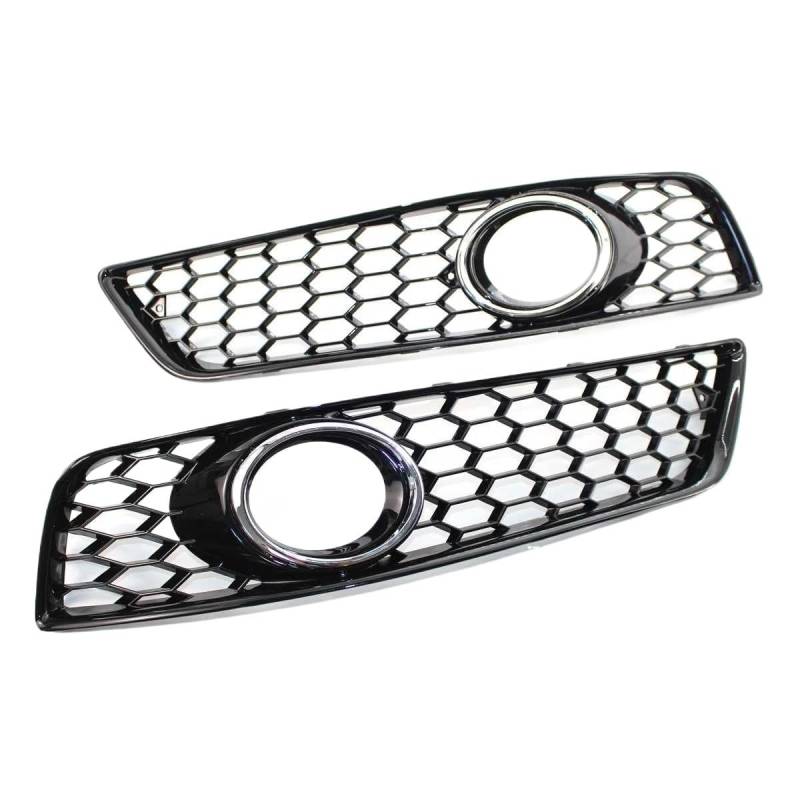 ENLIGMA Für A3 8P 2009 2010 2011 2012 2013 Frontstoßstange Nebelscheinwerfer Racing Grille 1 Paar Mesh Nebelscheinwerfer Kühlergrillabdeckung Nebelscheinwerfer-Abdeckung(Chrome Silver) von ENLIGMA