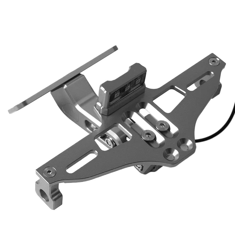 Kennzeichenhalter Motorrad CNC Lizenz Halter Rahmen Für Benelli Für Leoncino 500 BJ500 Anzahl Platte Halterung Lizenz Halterung Plate(Dark Grey) von ENLIGMA