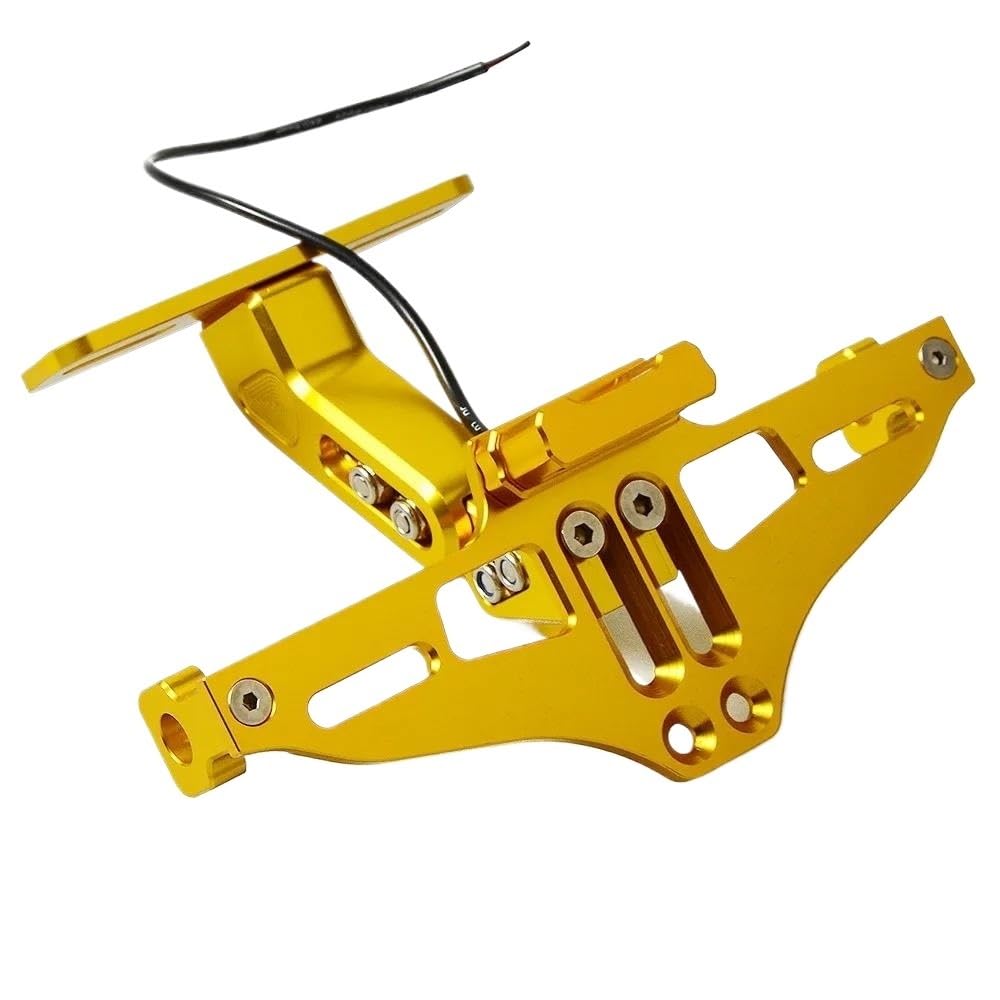 Kennzeichenhalter Motorrad CNC Lizenz Halter Rahmen Für Benelli Für Leoncino 500 BJ500 Anzahl Platte Halterung Lizenz Halterung Plate(Gold) von ENLIGMA