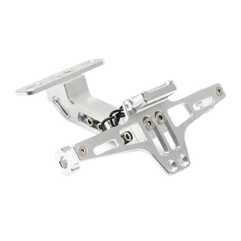 Kennzeichenhalter Motorrad CNC Lizenz Halter Rahmen Für Benelli Für Leoncino 500 BJ500 Anzahl Platte Halterung Lizenz Halterung Plate(Silver) von ENLIGMA