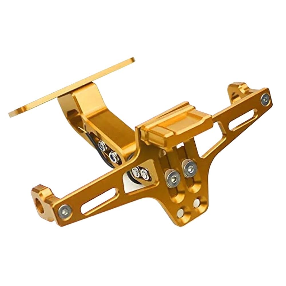 Kennzeichenhalter Motorrad-Universalhalterung Rahmen Heckhalterung Nummernschildhalterung Für MT07 CB MT-03 FZ07 FZ6 FZ1 CBR600 MT09 Lizenz Halterung Plate(Gold) von ENLIGMA