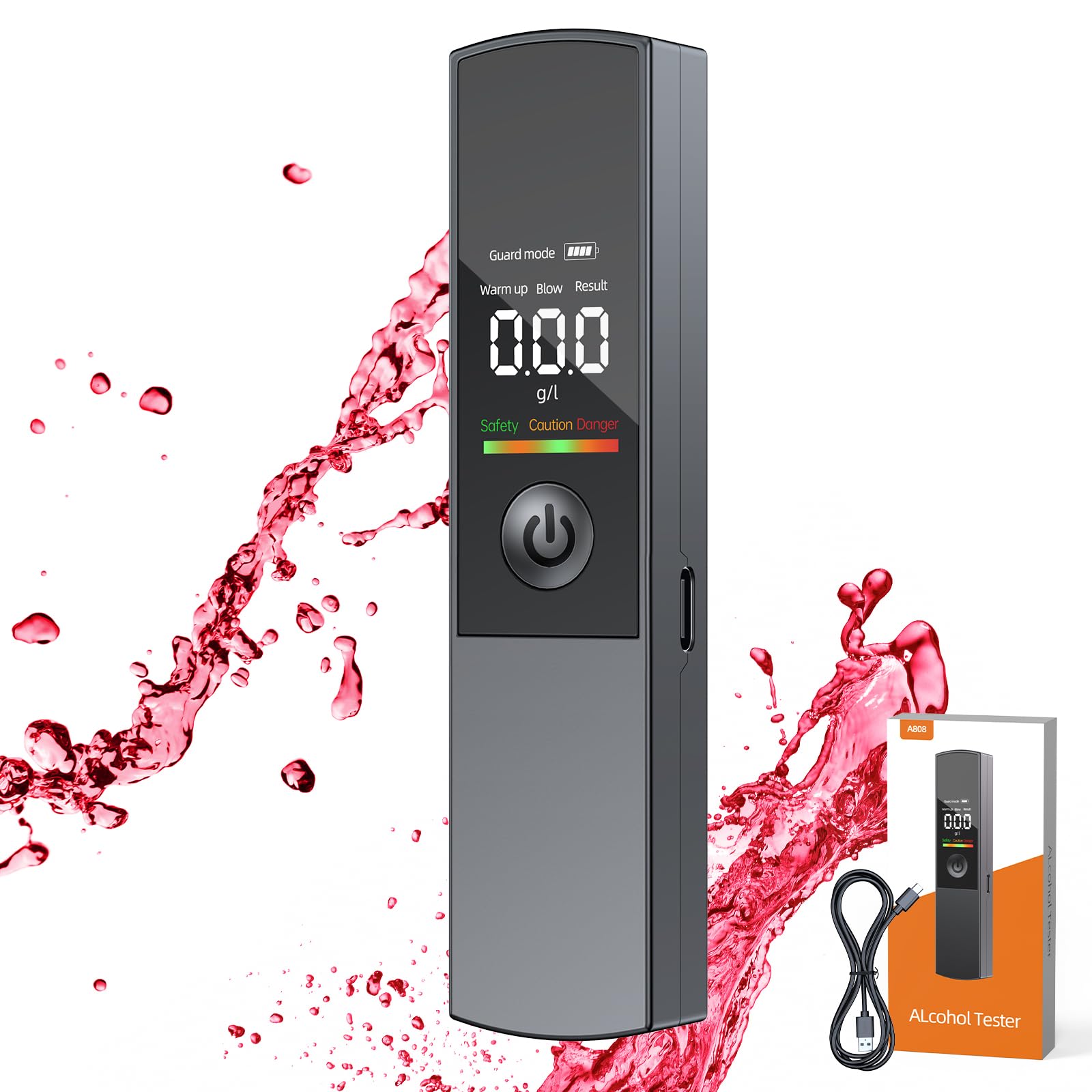 ENRIPRT Alkoholtester Polizeigenau, Professioneller Breathalyser mit LCD-Anzeige, Tragbarer Promillemessgerät mit USB-Akku, Kein Blasrohr Erforderlich für den Einsatz auf Partys von ENRIPRT