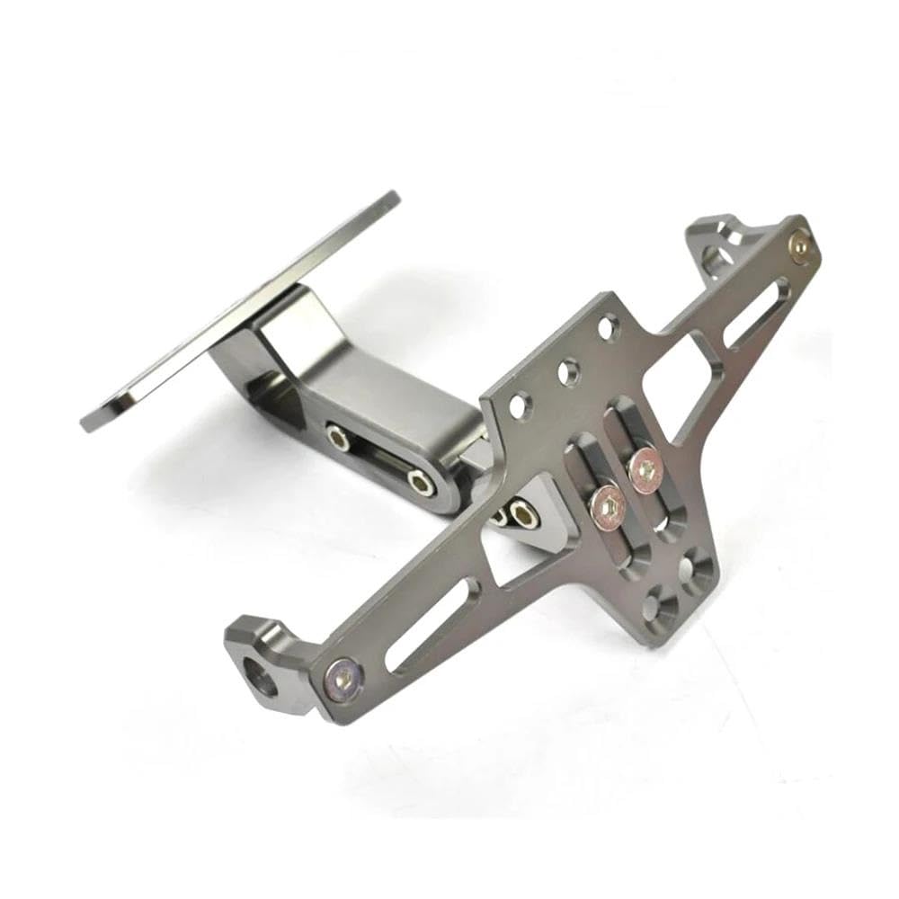 Motorrad Kennzeichenhalter Rahmen Motorrad Kennzeichen Rahmen MT 01 07 10 Aluminium Legierung Einstellbare Winkel Universal Für Suzuki GS 500 SV 650 GSXR 1000 Lizenz Kennzeichen Halter(Grey) von ENSAJRD