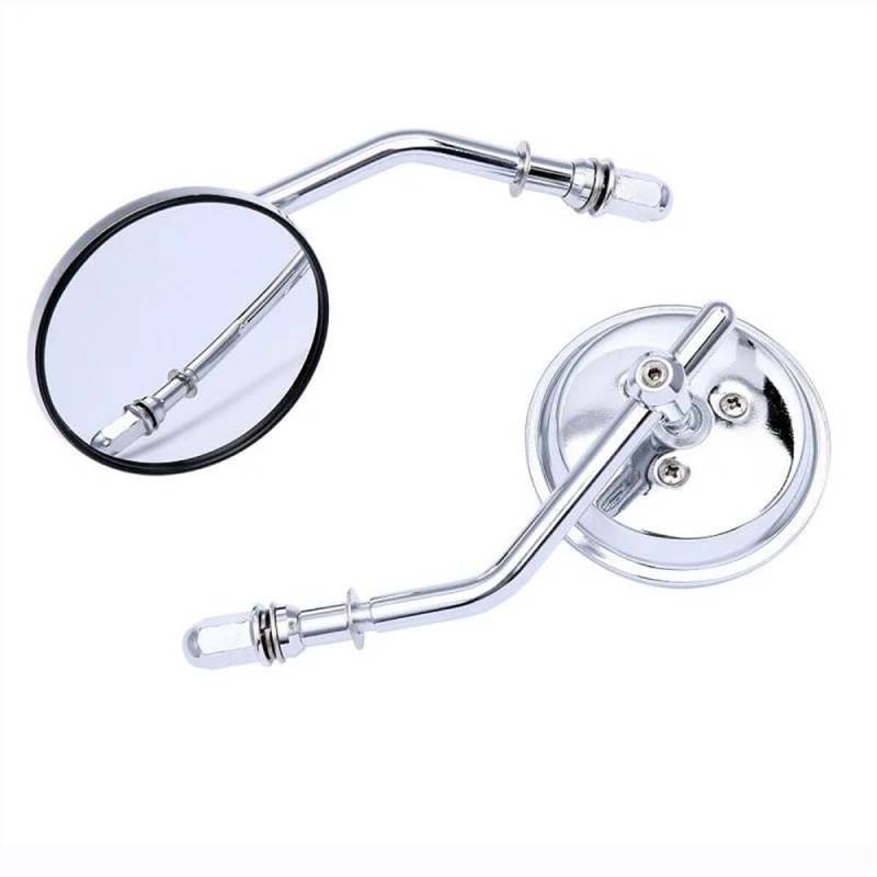 Motorrad Rückspiegel 2Pcs Motorrad Rearview Außenspiegel Schwarz Runde Für Sportster Bobber Chopper Spiegel Motorräder Zubehör Lenkerendenspiegel(Silver) von ENSAJRD
