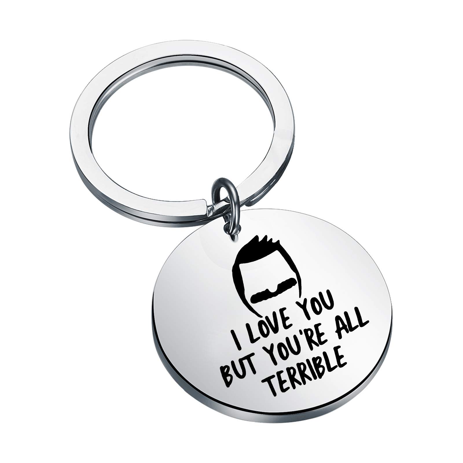 ENSIANTH Bob's inspirierter Schlüsselanhänger I Love You But You're All Terrible Burgers Geschenk Bob Belcher Fans Geschenk, Stahl, Small ENSIANTH Bob's inspirierter Schlüsselanhänger I Love You But You're All Terrible Burgers Geschenk Bob Belcher Fans Geschenk, Stahl, Small von ENSIANTH