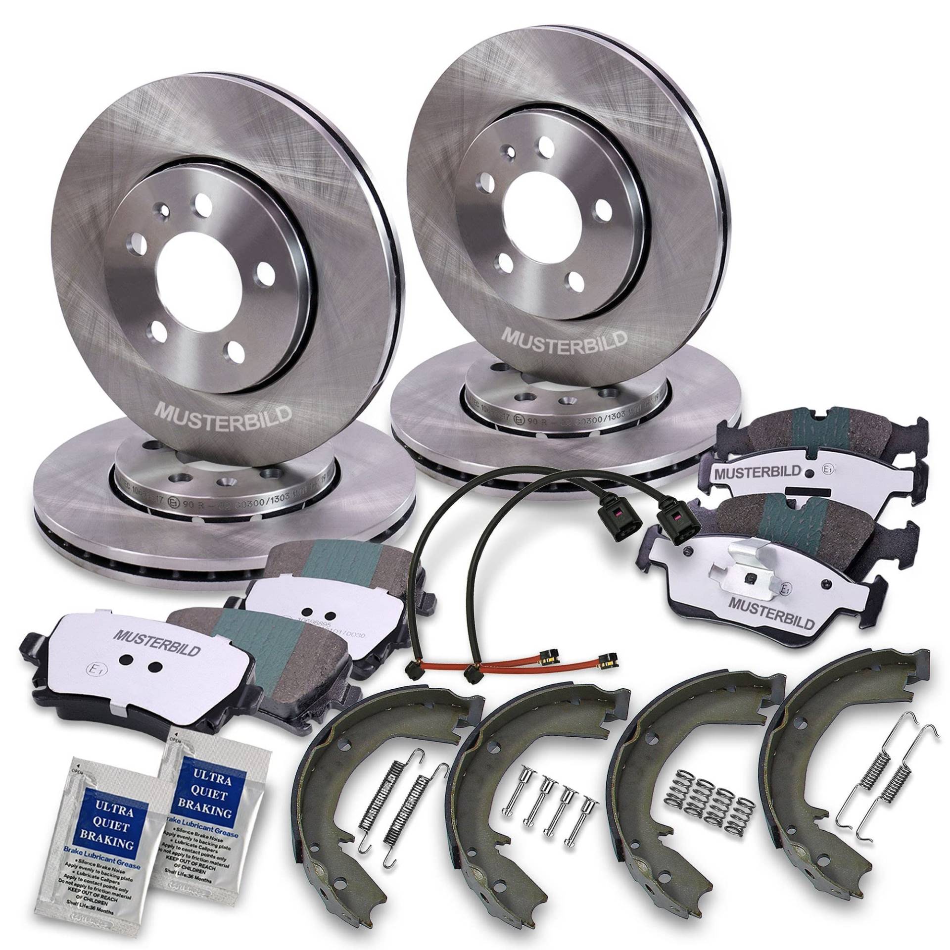 4x Bremsscheiben + Bremsbeläge Bremsklötze + Bremsbacken Bremsbackensatz + Warnkontakt Vorne + Hinten 4x Bremsscheiben + Bremsbeläge Bremsklötze + Bremsbacken Bremsbackensatz + Warnkontakt Vorne + Hinten von ENVA MADE FOR QUALITY