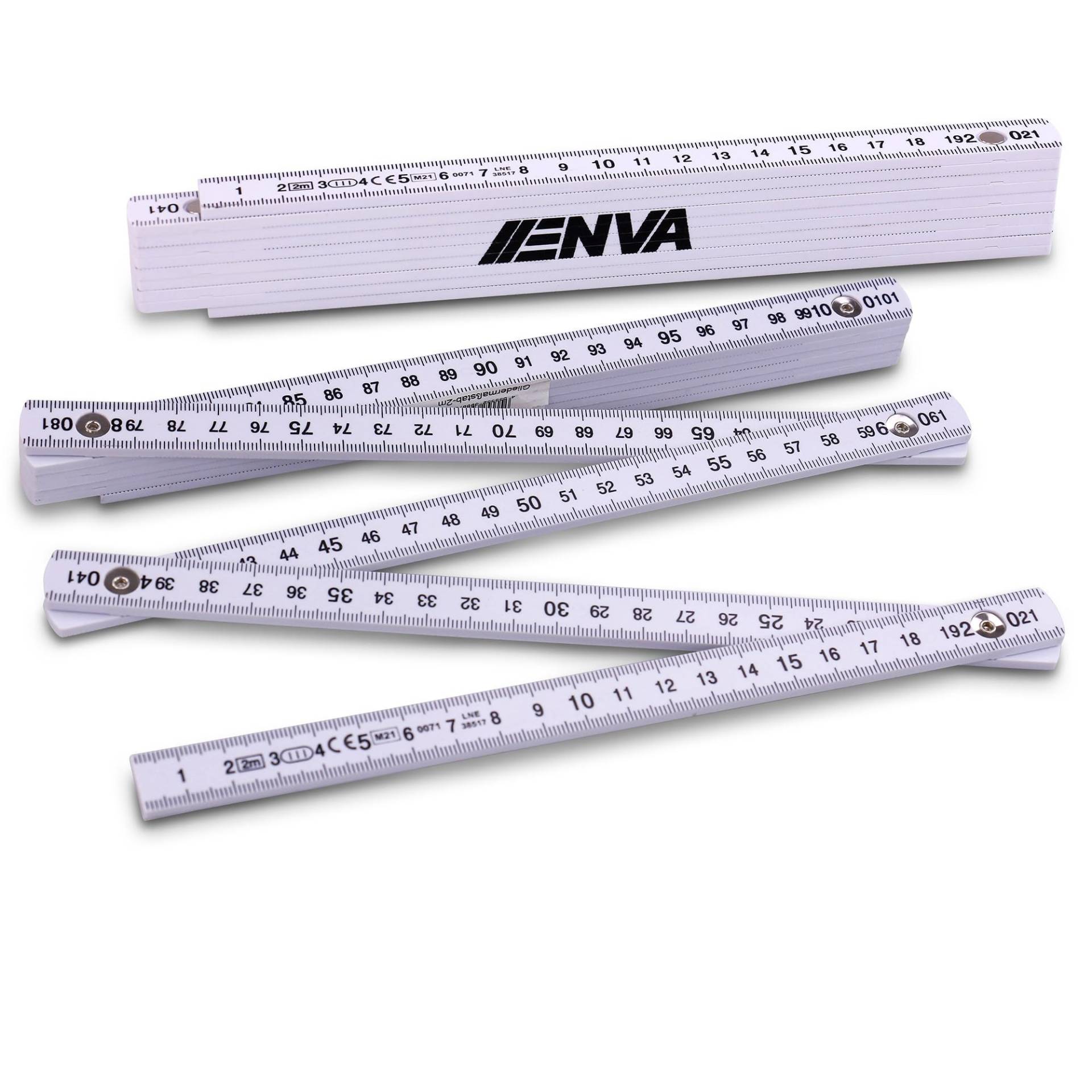 ENVA 2X Gliedermaßstab 2 m Super biegsam Vielseitiges Messwerkzeug aus glasfaserverstärktem Kunststoff Zollstock Meterstab Stabmeter von ENVA MADE FOR QUALITY