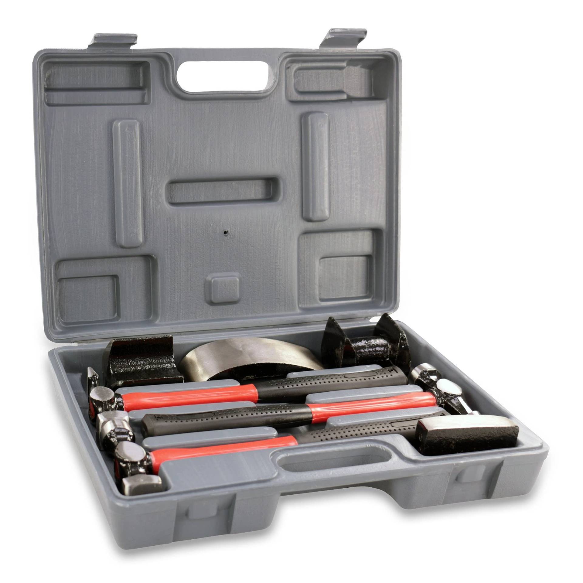 ENVA Karosserie Werkzeug Ausbeulwerkzeug Set 7TLG. Handamboss, Hammer und Ausbeuleisen für präzise Blechbearbeitung von ENVA MADE FOR QUALITY