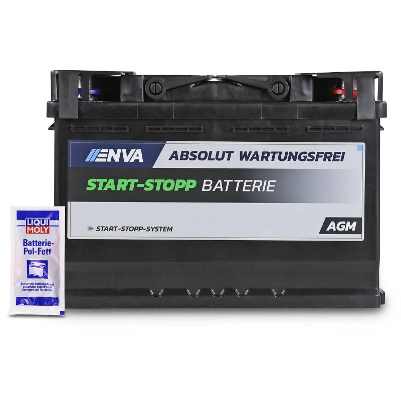 ENVA AGM Batterie 12V 70Ah 760A Start-Stop Starterbatterie PKW Autobatterie Wartungsfrei inkl. Pol-Fett - Ersetzt 68Ah 72Ah 74Ah 75Ah 78Ah von ENVA MADE FOR QUALITY