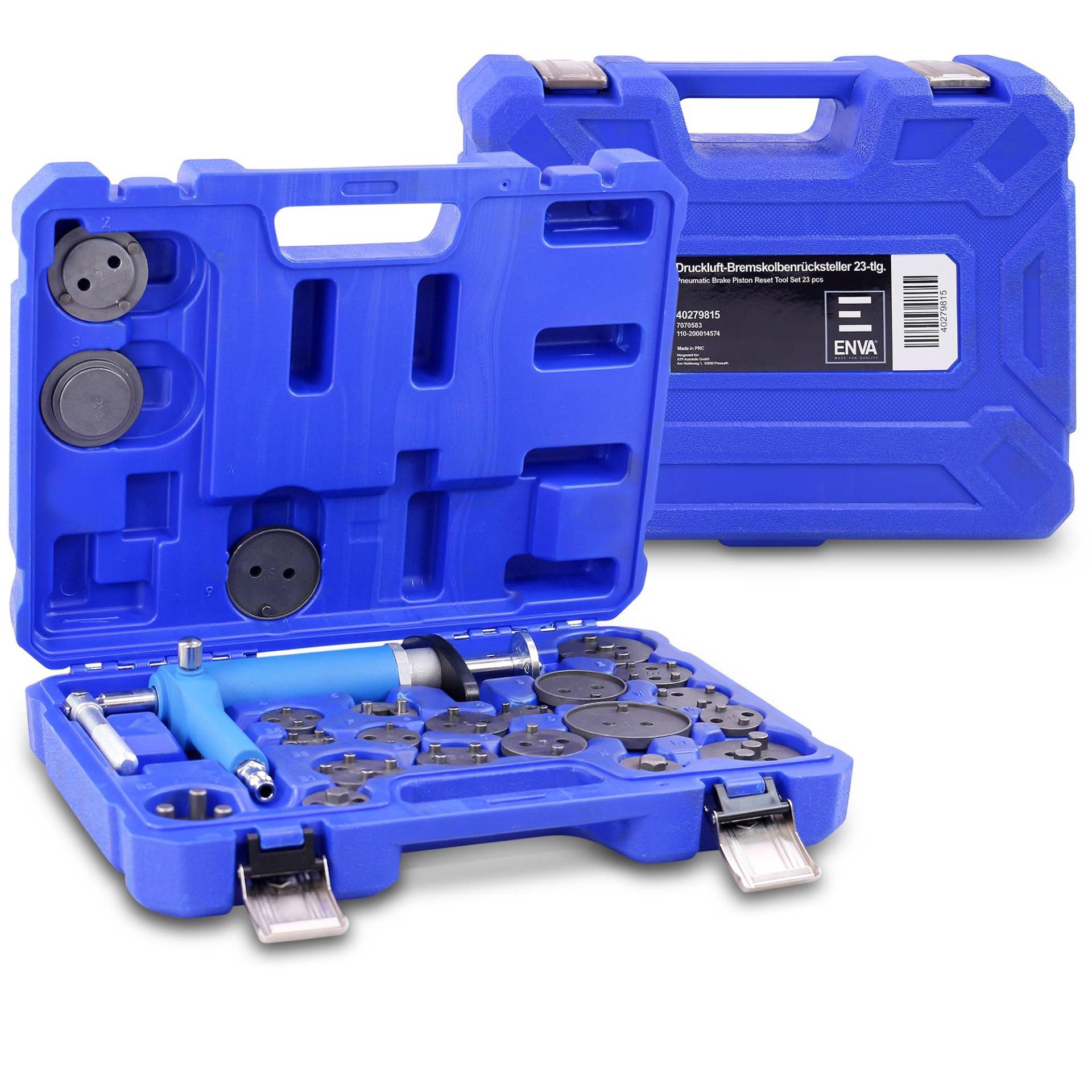 ENVA Druckluft Bremskolbenrücksteller 23TLG. Universal Bremsrückstellwerkzeug Set inkl. Magnetadapter Bremsen Rücksteller zum Drehen & Drücken von Bremskolben ENVA Druckluft Bremskolbenrücksteller 23TLG. Universal Bremsrückstellwerkzeug Set inkl. Magnetadapter Bremsen Rücksteller zum Drehen & Drücken von Bremskolben von ENVA MADE FOR QUALITY