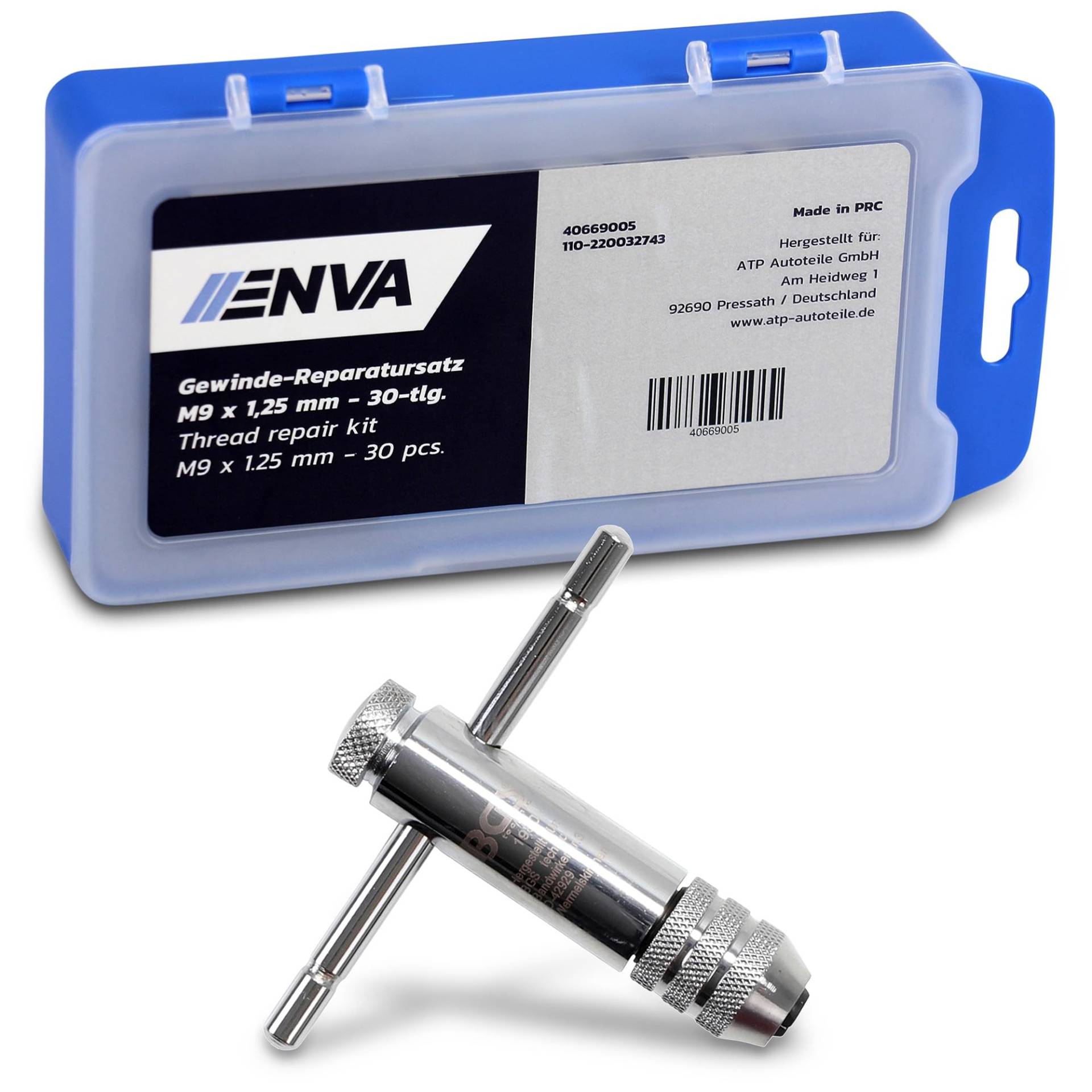 ENVA Gewinde Reparatursatz 30TLG. M9 x 1,25 mm + Werkzeughalter mit Gleitgriff für Gewindebohrer M3 - M10 80mm Helicoil Set für einfache und präzise Gewindeerneuerung ENVA Gewinde Reparatursatz 30TLG. M9 x 1,25 mm + Werkzeughalter mit Gleitgriff für Gewindebohrer M3 - M10 80mm Helicoil Set für einfache und präzise Gewindeerneuerung von ENVA MADE FOR QUALITY