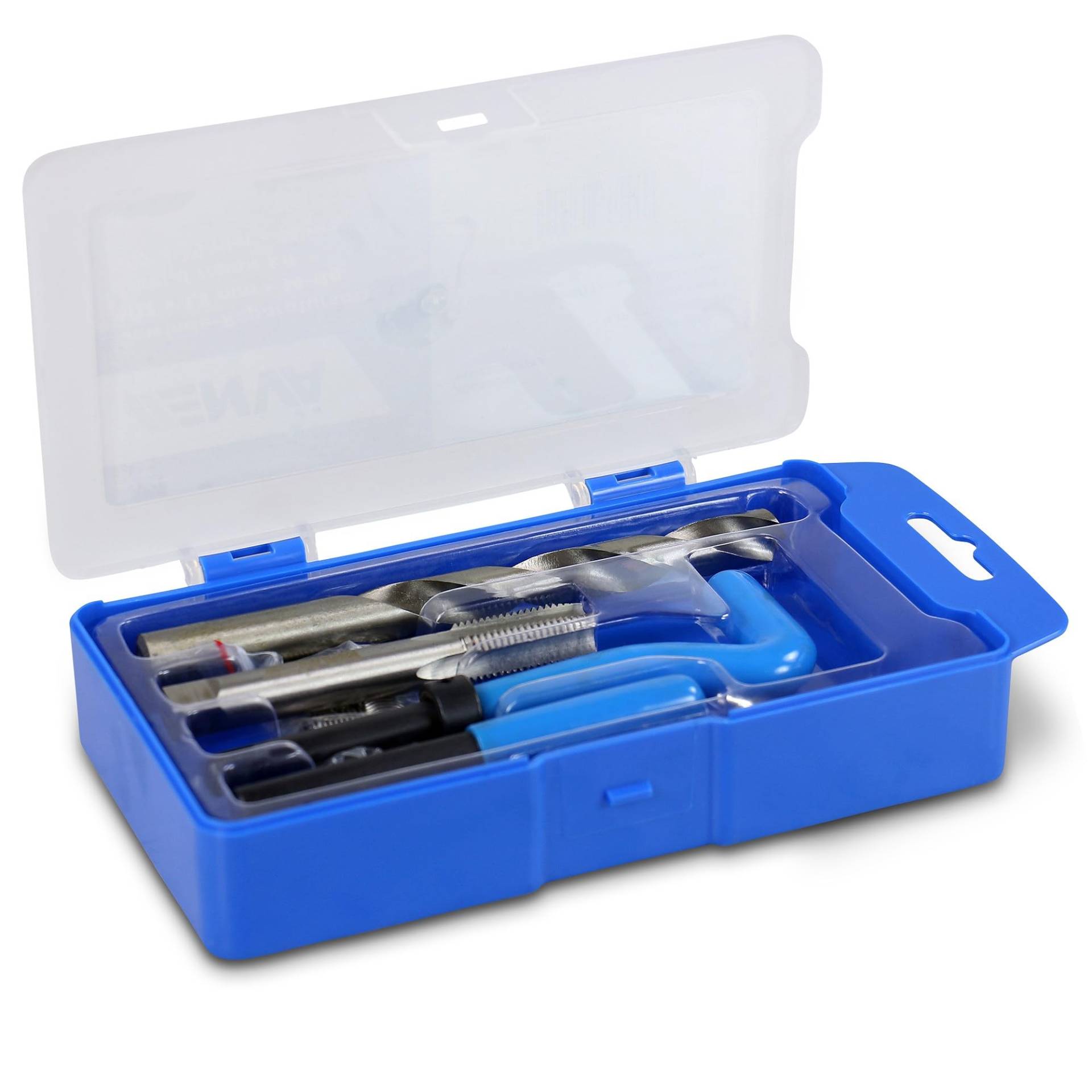 ENVA Gewindereparatursatz 14TLG. M12 x 1,5mm Gewinde Reparatur für Innengewinde Gewindereparaturwerkzeug Helicoil Set aus Stahl Einsätze Hülsen von ENVA MADE FOR QUALITY