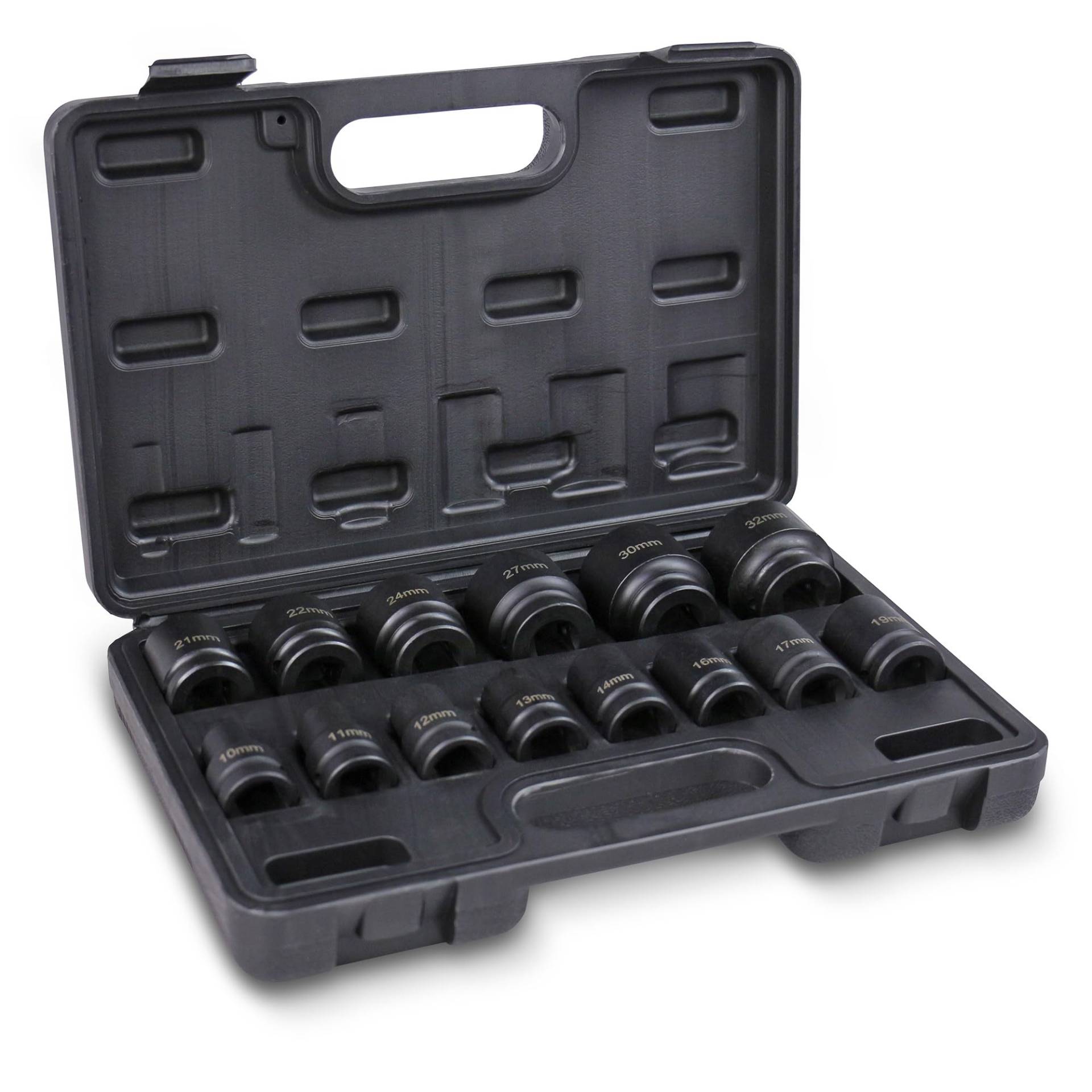 ENVA Kraft Steckschlüssel Einsatz Satz 14TLG. Sechskant Schlagnuss Set 1/2 Zoll Schlagschrauber Nüsse SW 10-32mm Steckschlüsselsatz für Hand- und Schlagschrauber bis 680 Nm ENVA Kraft Steckschlüssel Einsatz Satz 14TLG. Sechskant Schlagnuss Set 1/2 Zoll Schlagschrauber Nüsse SW 10-32mm Steckschlüsselsatz für Hand- und Schlagschrauber bis 680 Nm von ENVA MADE FOR QUALITY
