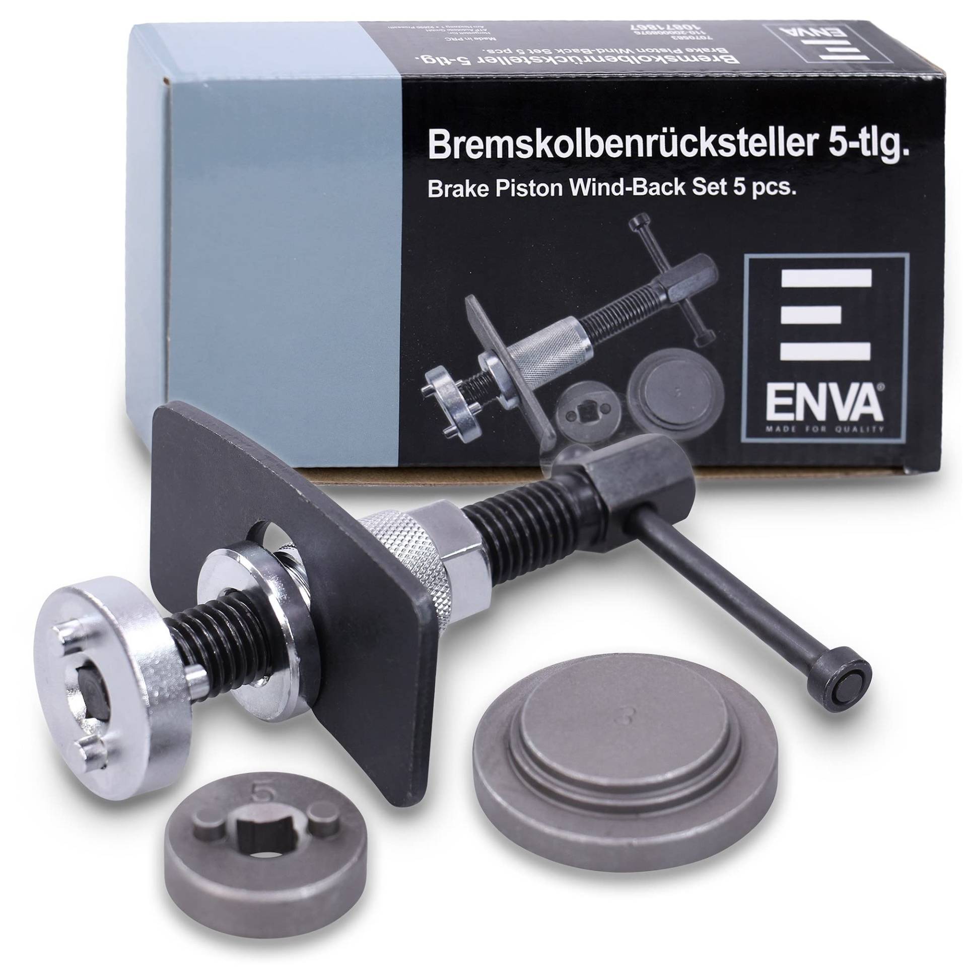 ENVA MADE FOR QUALITY Universal Bremskolbenrücksteller Set 5-TLG Bremskolben Rückstellwerkzeug Bremskolbenrückstellsatz hochwertiges Bremswerkzeug ENVA MADE FOR QUALITY Universal Bremskolbenrücksteller Set 5-TLG Bremskolben Rückstellwerkzeug Bremskolbenrückstellsatz hochwertiges Bremswerkzeug von ENVA MADE FOR QUALITY
