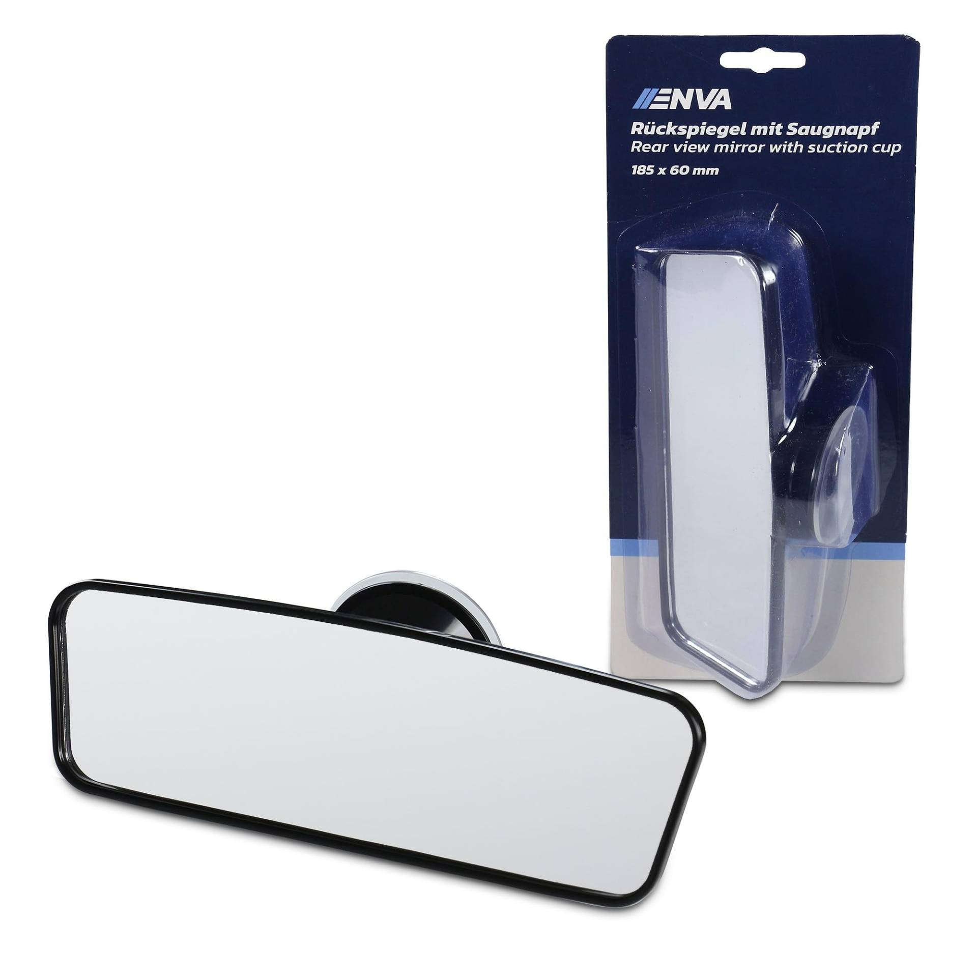 ENVA Zusatzrückspiegel mit Saugnapf 185 x 60mm Universal Auto Innenrückspiegel für Windschutzscheibe Kinderüberwachungsspiegel Auto Zusatzspiegel Autoinnenspiegel aus ABS-Kunsstoff von ENVA MADE FOR QUALITY