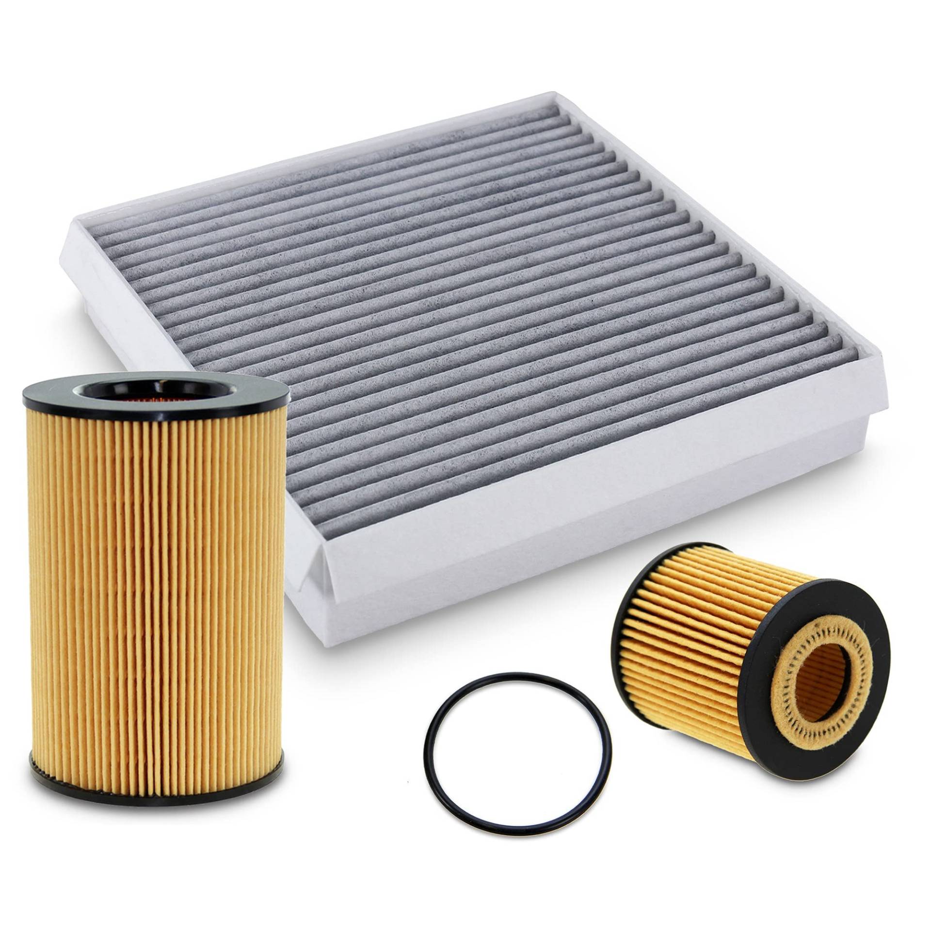 Inspektionspaket SET A 1x Luftfilter 1x Innenraumfilter (Pollenfilter) mit Aktivkohle 1x Ölfilter 1x Ölablass-Schraube 1x Dichtring für Ölablass-Schraube von ENVA MADE FOR QUALITY