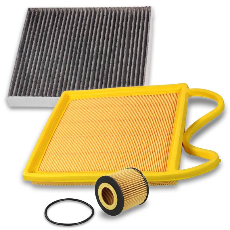 Inspektionspaket SET A 1x Ölfilter 1x Luftfilter 1x Innenraumfilter (Pollenfilter) mit Aktivkohle von ENVA MADE FOR QUALITY