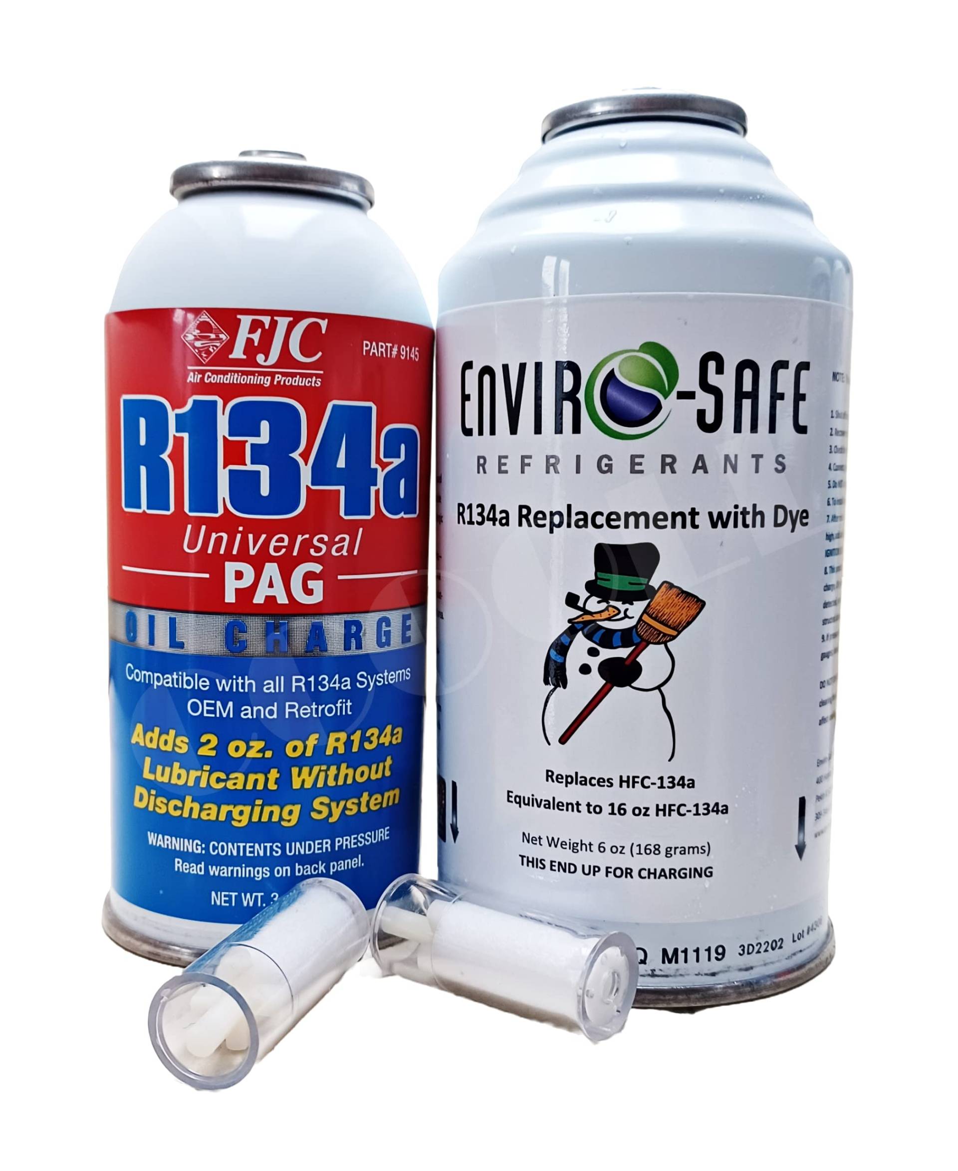 ENVIRO-SAFE R134a Kältemittel Ersatz Klima Gas für Auto A/C Klimaanlage Kühlmittel Klimamittel Refill Set (R134a+PAGOILUNI) von ENVIRO-SAFE