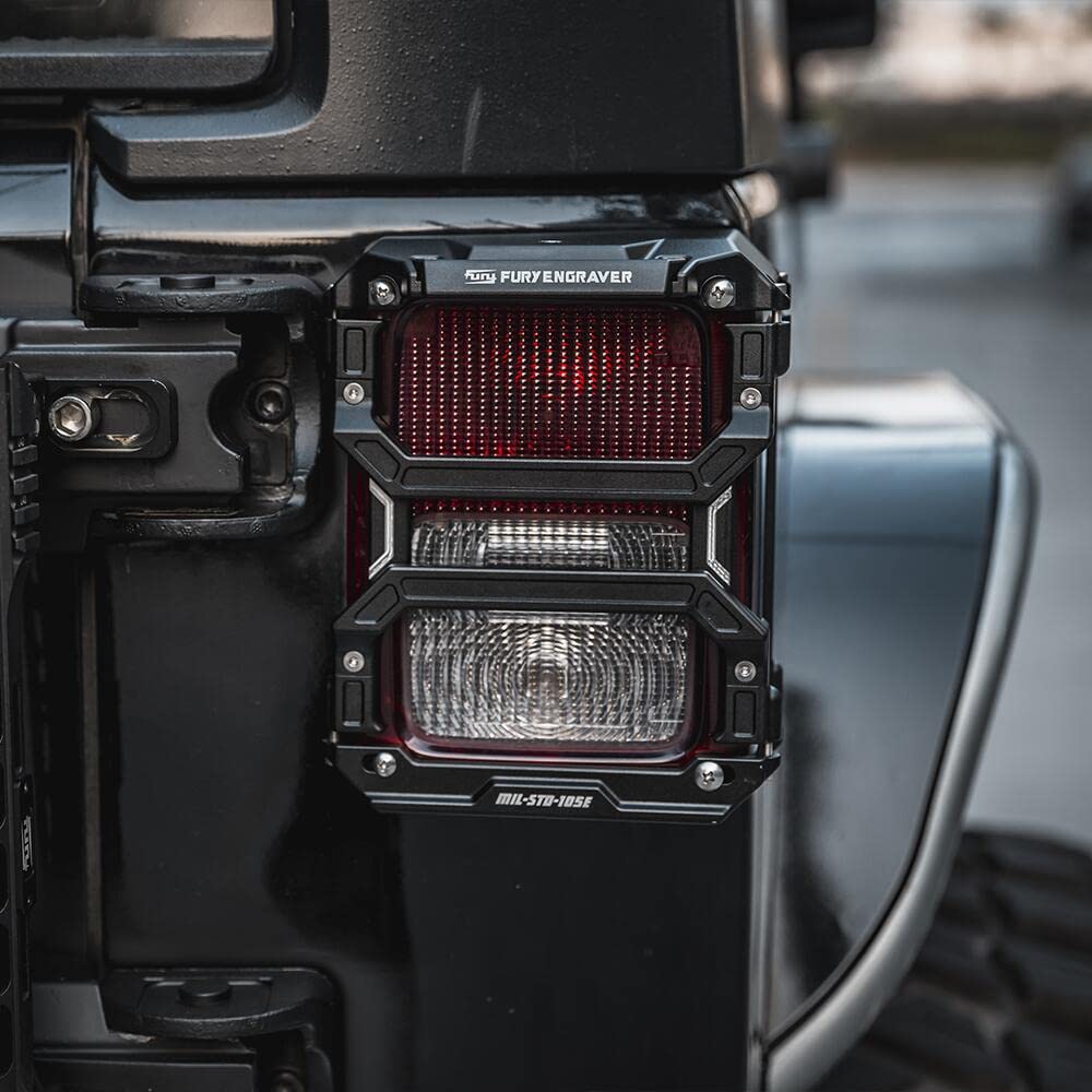 EOIS Rücklicht Abdeckung Rugged Style Rücklicht Cover für Jeep Wrangler JK Aluminium Rücklichtschutz (Schwarz) von EOIS