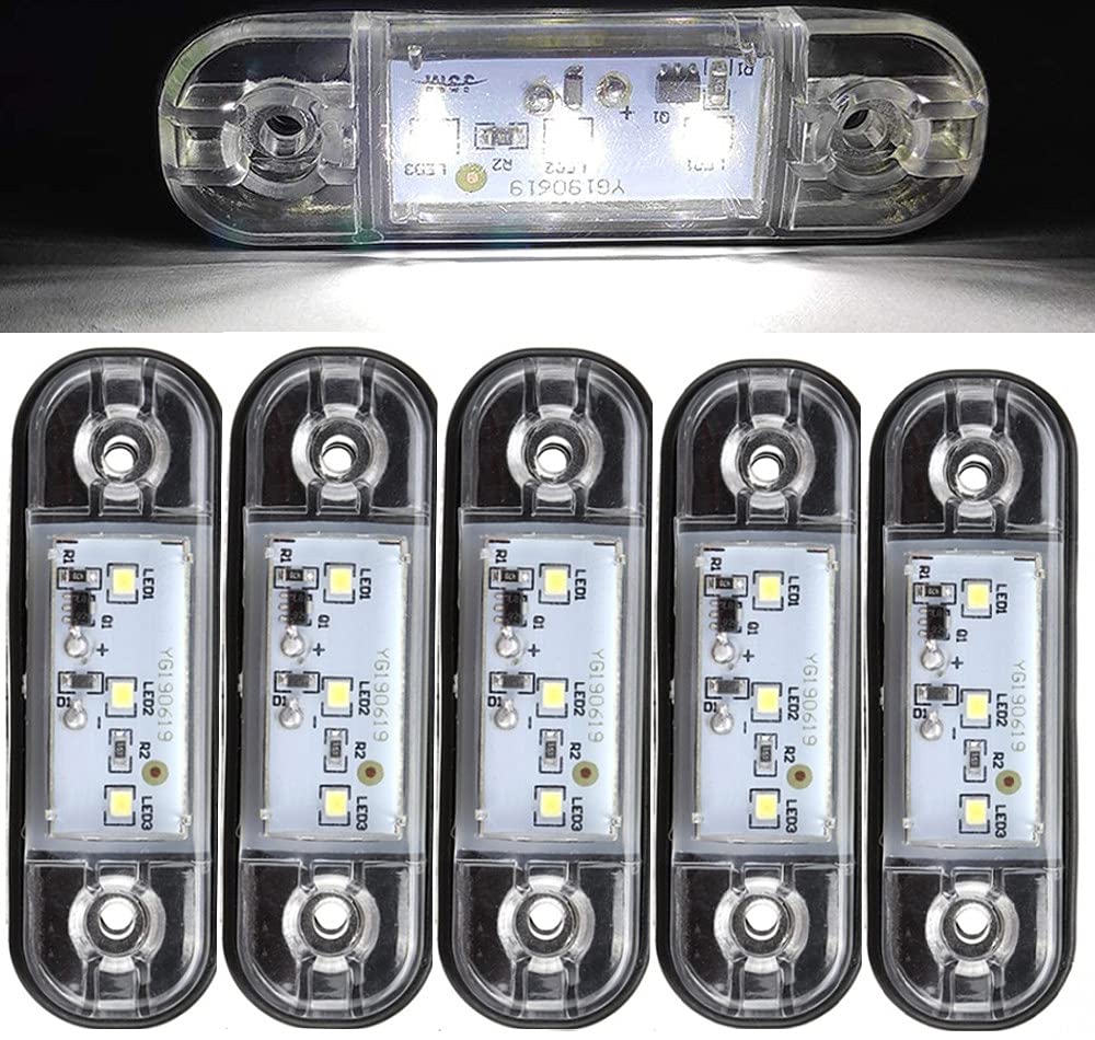 LED-Seitenmarkierungsleuchten, 10 STÜCKE 3 LED Auto Car Truck Trailer Caravan Seitenmarkierungsleuchte 12V 24V für Truck Trailer Van Caravan (Weiß) von EOLXA