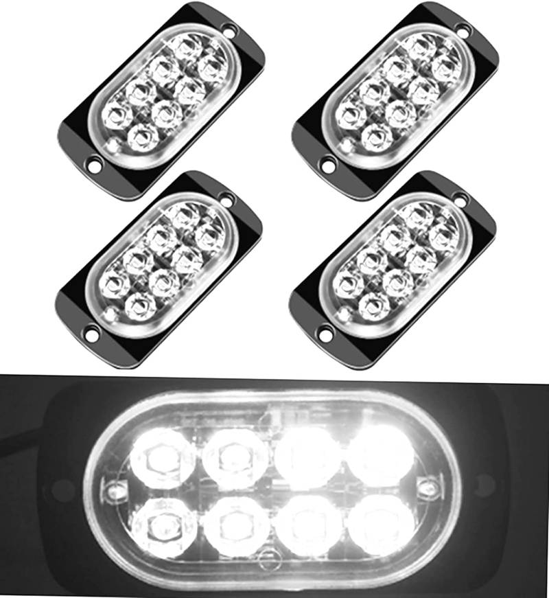 LED-Seitenmarkierungsleuchten, Seitenmarkierungs-LED-Leuchten 4PCS 8LED Auto Car Truck Trailer Caravan Seitenmarkierungsleuchte 12V 24V (Weiß) von EONHUA