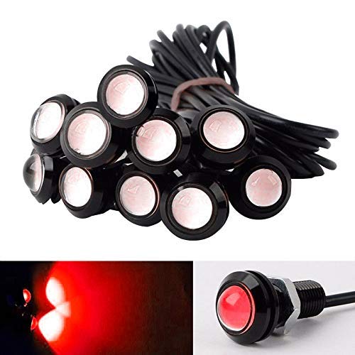 Eagle Eye LED Light, 10pcs 9W 23mm DRL Nebelscheinwerfer Motorradlicht Tagfahrlicht 12V wasserdicht mit Schraube für Motorradautos (Rot) von EONHUAYU