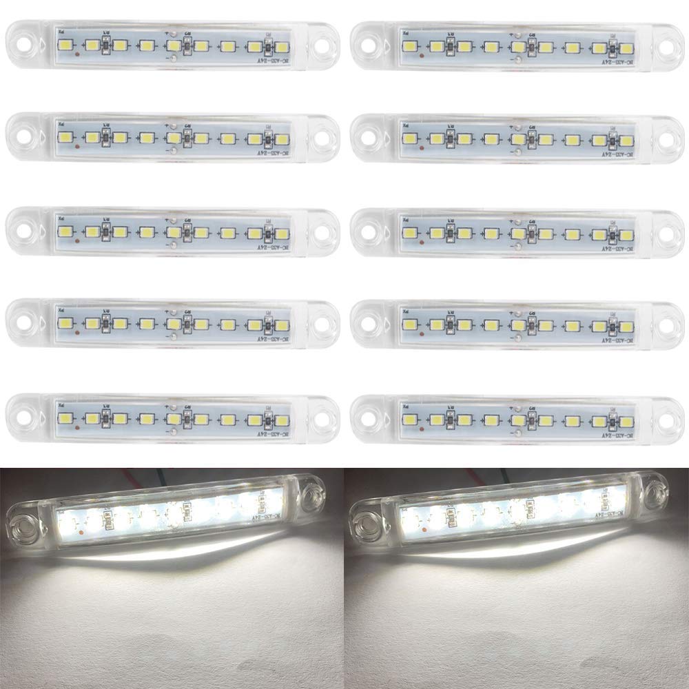 LED Markierungsleuchten, 10pcs LED Truck Side Lights 9 SMD-LED-Seitenmarkierungsanzeige Vorne Hinten Seitenlicht Positionsleuchten 12V für Auto (Weiß) von EONYUANGUO