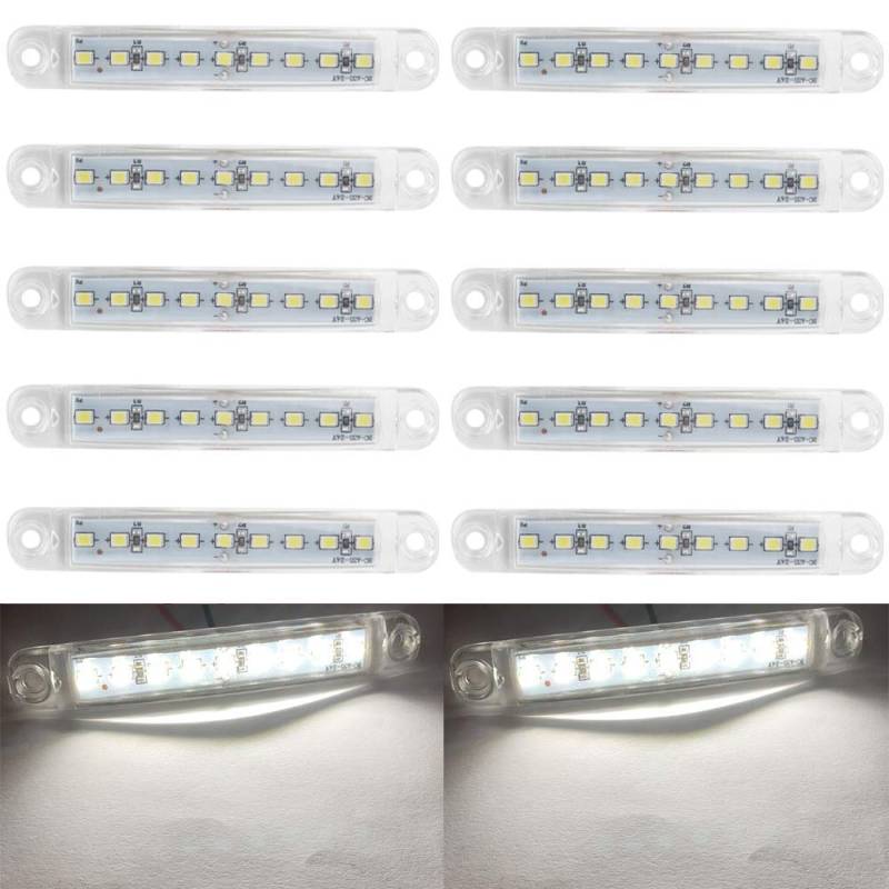 LED Markierungsleuchten, 10pcs LED Truck Side Lights 9 SMD-LED-Seitenmarkierungsanzeige Vorne Hinten Seitenlicht Positionsleuchten 12V für Auto (Weiß) von EONYUANGUO