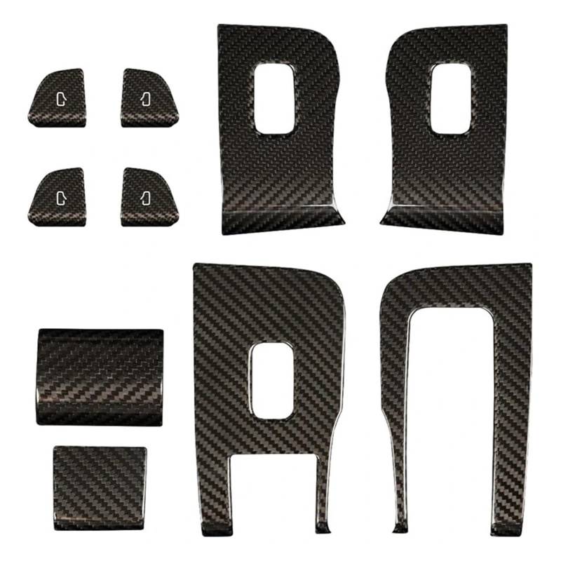 EOTCXJBX Abdeckung for Fensterheber-Tastenschalter, kompatibel mit Tesla Model 3 Highland 2024 LHD, echtes Carbonfaser-Autoinnenzubehör von EOTCXJBX