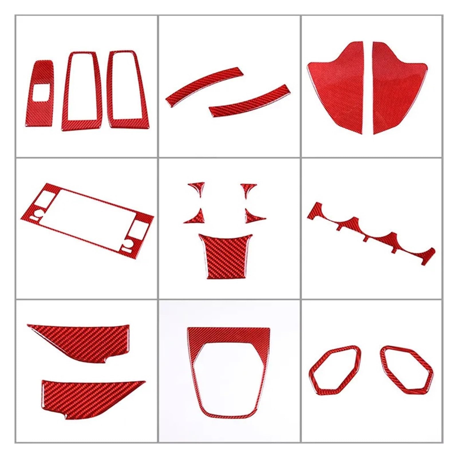 EOTCXJBX Car Styling Mittelkonsole Dekorativer Rahmen Verkleidung Kompatibel for Subaru BRZ 2022 Weiche Kohlefaser Rot Auto Innenaufkleber Zubehör(1-19 All) von EOTCXJBX