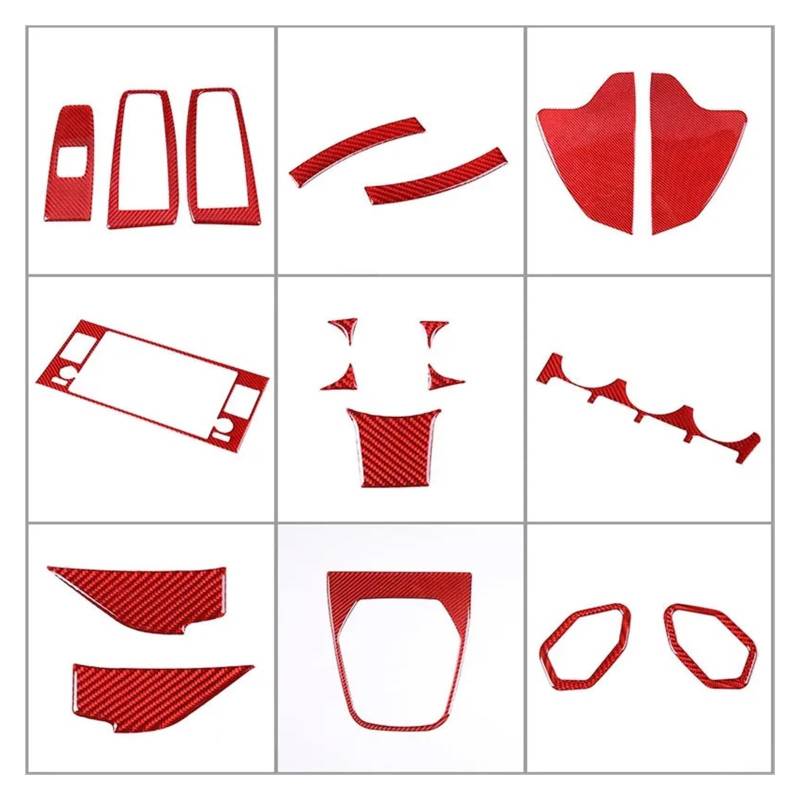 EOTCXJBX Car Styling Mittelkonsole Dekorativer Rahmen Verkleidung Kompatibel for Subaru BRZ 2022 Weiche Kohlefaser Rot Auto Innenaufkleber Zubehör(1-19 All) von EOTCXJBX