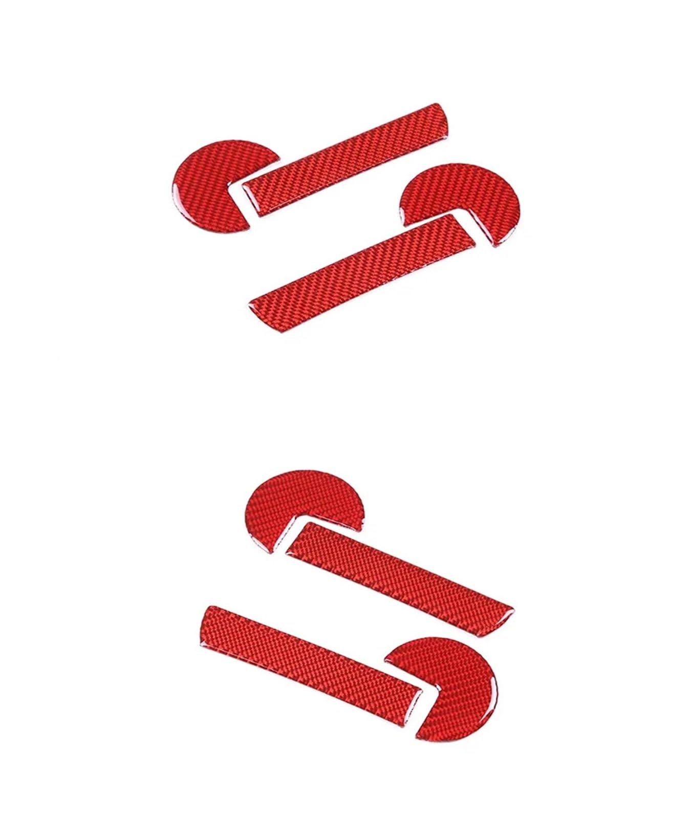 EOTCXJBX Dekorative Aufkleber for den inneren Türgriff, kompatibel mit FIAT 500 2010–2023, 4 Stück, weiche Kohlefaser, Auto-Styling, Innenzubehör(Red) von EOTCXJBX