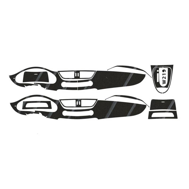 EOTCXJBX Farbige Mittelkonsolen-Aufkleber, Abziehbilder, Teile, kompatibel mit Mercedes Benz CLS W219, Auto-Styling, 3D/5D, Kohlefaser, Auto-Innenraum-Aufkleber, Zubehör(5D CF Black,RHD) von EOTCXJBX