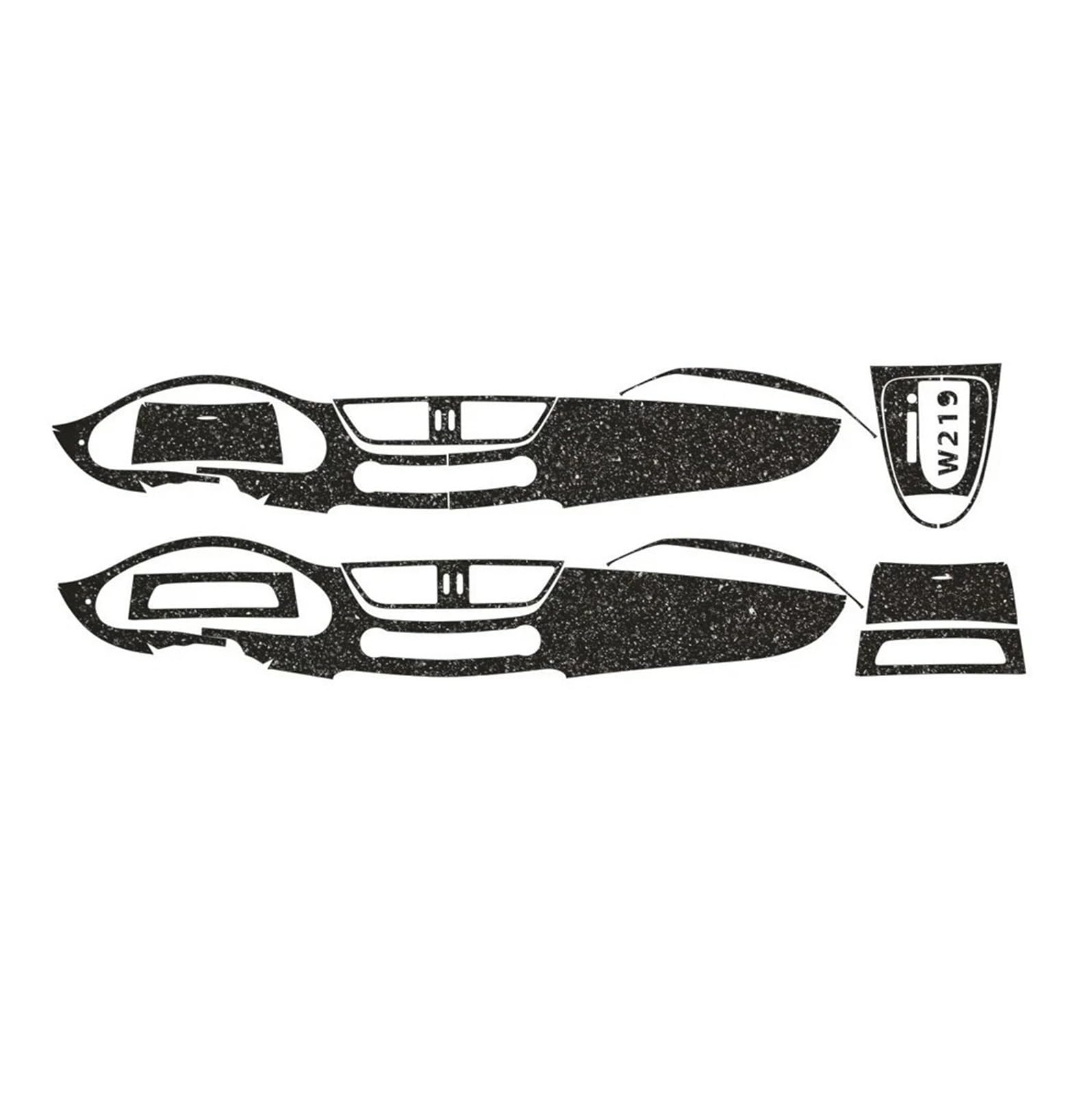 EOTCXJBX Farbige Mittelkonsolen-Aufkleber, Abziehbilder, Teile, kompatibel mit Mercedes Benz CLS W219, Auto-Styling, 3D/5D, Kohlefaser, Auto-Innenraum-Aufkleber, Zubehör(Matt Shine Black,RHD) von EOTCXJBX