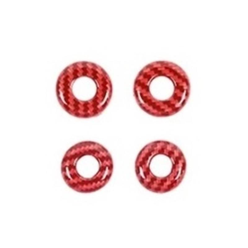 EOTCXJBX Komplettes Auto-Innenraum-Dekorationsaufkleber-Set, kompatibel mit F150 2015–2020, ABS, Rot, Kohlefaser, Auto-Styling, Innenzubehör(Door Lock Ring) von EOTCXJBX