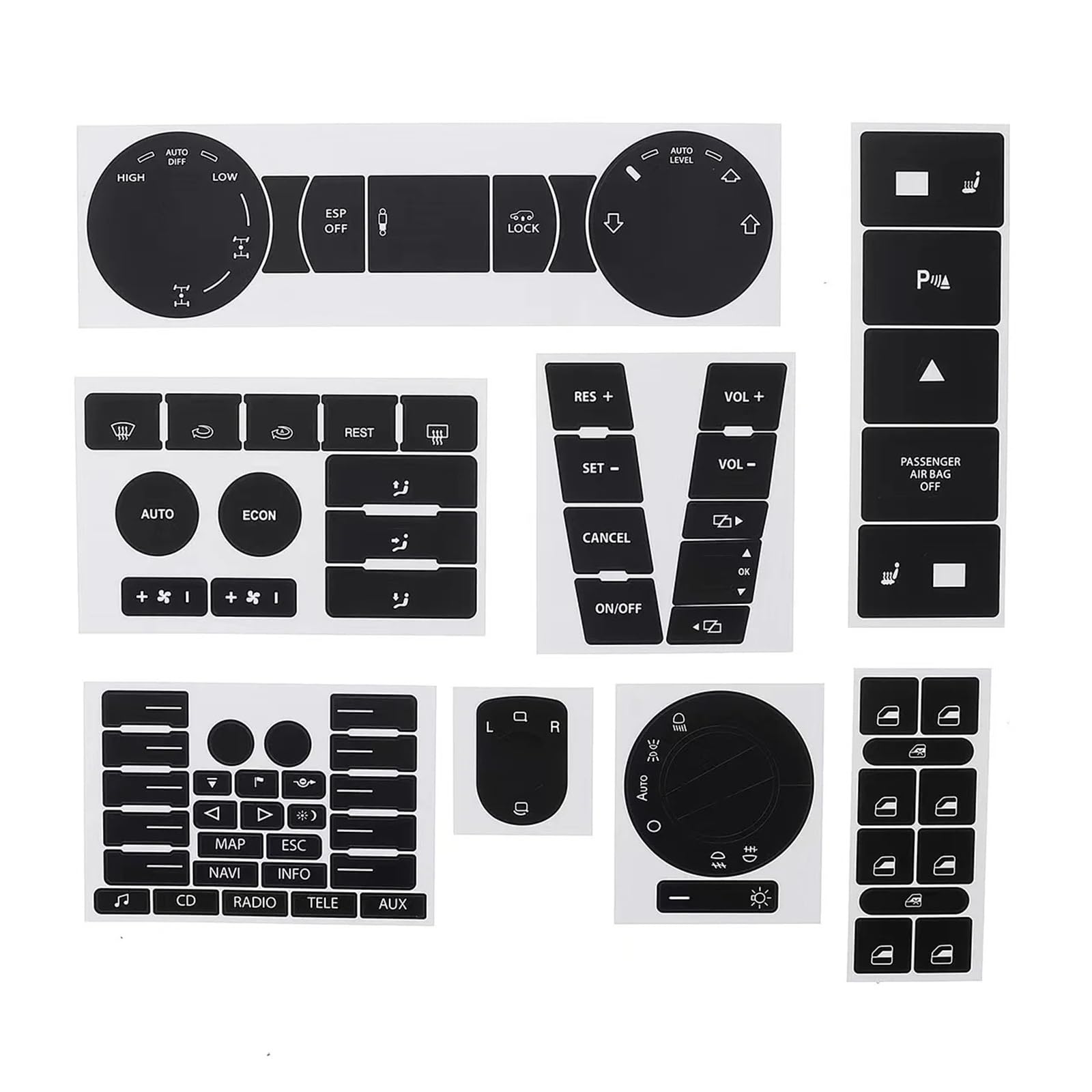 EOTCXJBX Komplettset Reparaturset for abgenutzte Autoknöpfe, Aufkleber, Fensterschalter, kompatibel mit VW Touareg 2004–2009, Auto-Styling, Innenausstattung EOTCXJBX Komplettset Reparaturset for abgenutzte Autoknöpfe, Aufkleber, Fensterschalter, kompatibel mit VW Touareg 2004–2009, Auto-Styling, Innenausstattung von EOTCXJBX