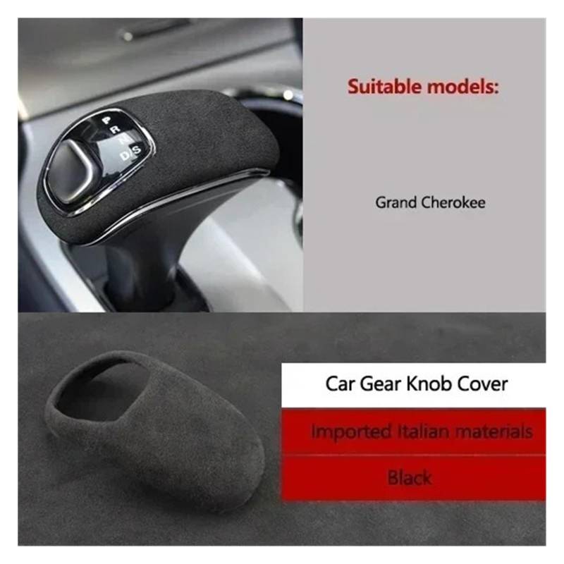 EOTCXJBX Schaltknauf-Schaltgriff-Aufkleber-Abdeckung, kompatibel mit Jeep Grand Commander Cherokee, Wildleder, Auto-Styling, Innenausstattung(Black Style B 14-15) von EOTCXJBX