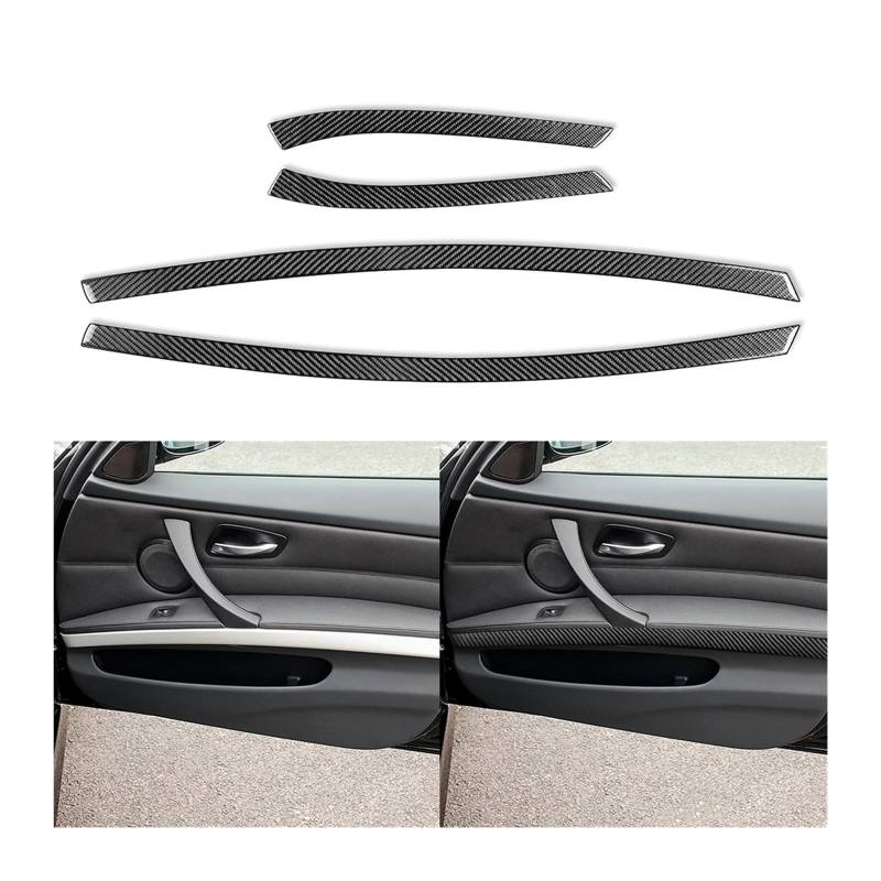 EOTCXJBX Türinnenarmlehnenverkleidung, Zierleisten, Innenausstattung, kompatibel mit BMW 3er E90 2006–2008, Kohlefaser, Autozubehör, Dekorationsaufkleber(Black) von EOTCXJBX