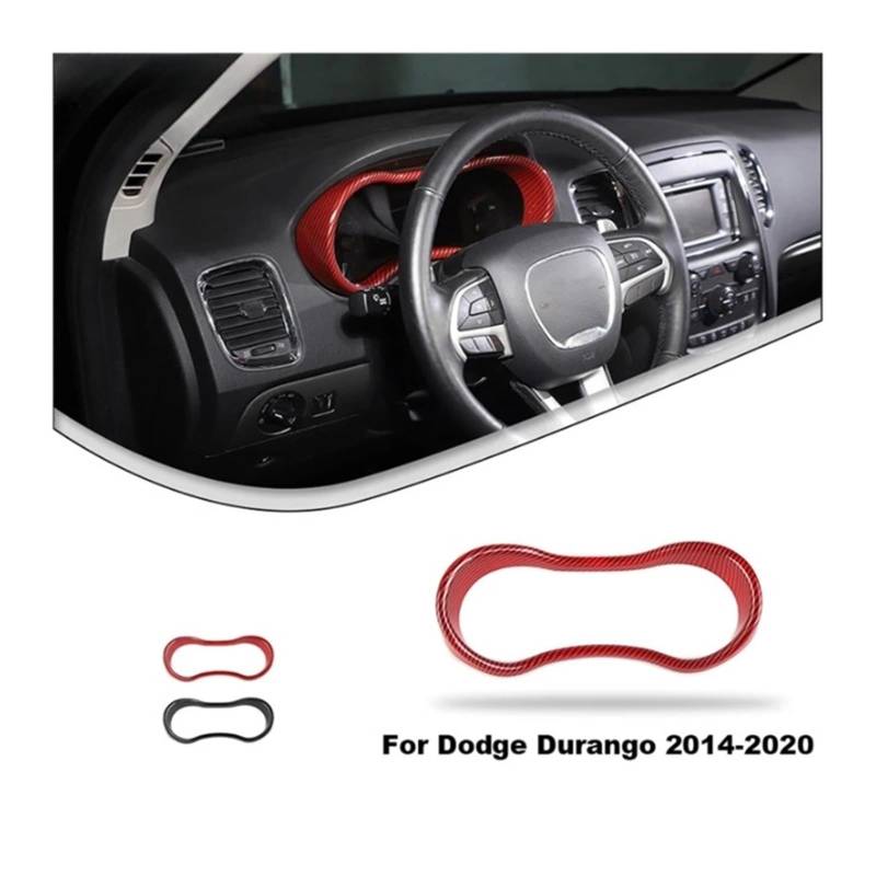 EOTCXJBX Zentrale Steuerung Panel Abdeckung Trim Kompatibel for Dodge Durango 2014 2015 2016 2017 2018 2019 2020 Auto Innen Aufkleber Zubehör(Red Carbon Fiber) von EOTCXJBX