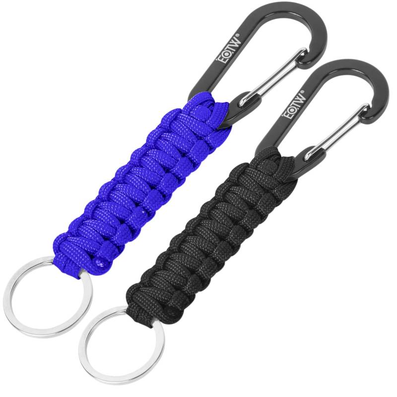 EOTW Schlüsselbund mit Karabinerhaken - Schlüsselanhänger mit Verriegelung Kleiderbügel Überlebenskits Armee für Reiseflasche Autoschlüssel Jungen Mädchen Männer Frauen (1 Schwarz 1 Blau) von EOTW