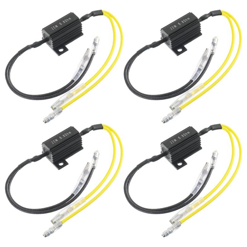 EPLZON 12V 25W 6.8 Ohm Motorcycle Load Resistor Flashlight Indicator Decoder Motorcycle Indicator Resistor Adapter Flash Fix Error 12V for Motorcycle (Pack of 4) von EPLZON