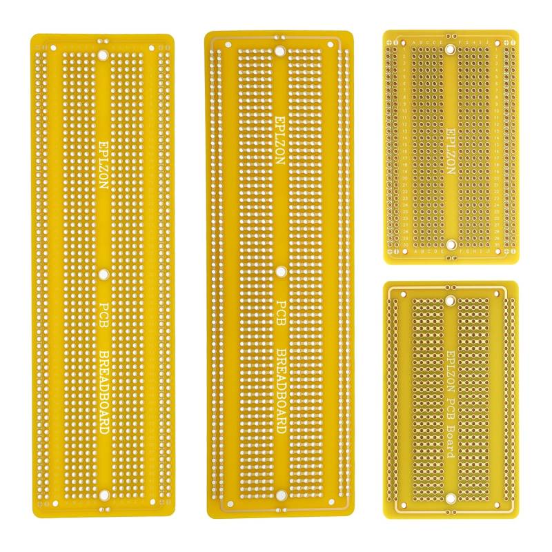 EPLZON 2Stück 6.8"x2.05" & 2Stück 3.5"x2.05" Breadboard Lötbar Prototyp PCB Board Kit für Elektronik Projekte Kompatibel für DIY Lötkreise Projekte Prototyp Board,gelb von EPLZON