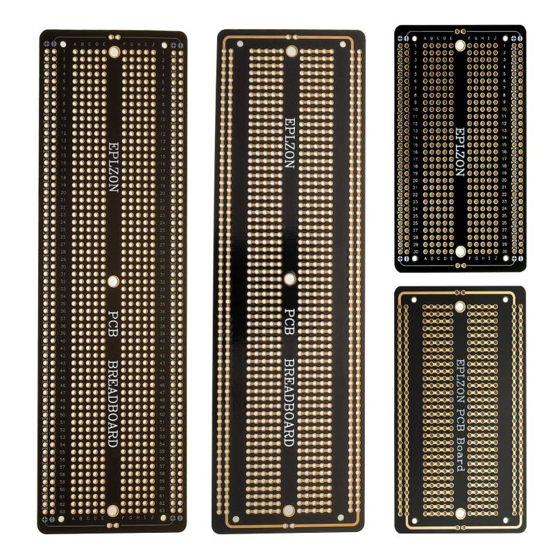 EPLZON 2Stück 6.8"x2.05" & 2Stück 3.5"x2.05" Breadboard Lötbar Prototyp PCB Board Kit für Elektronik Projekte Kompatibel für DIY Lötkreise Projekte Prototyp Board,schwarz von EPLZON