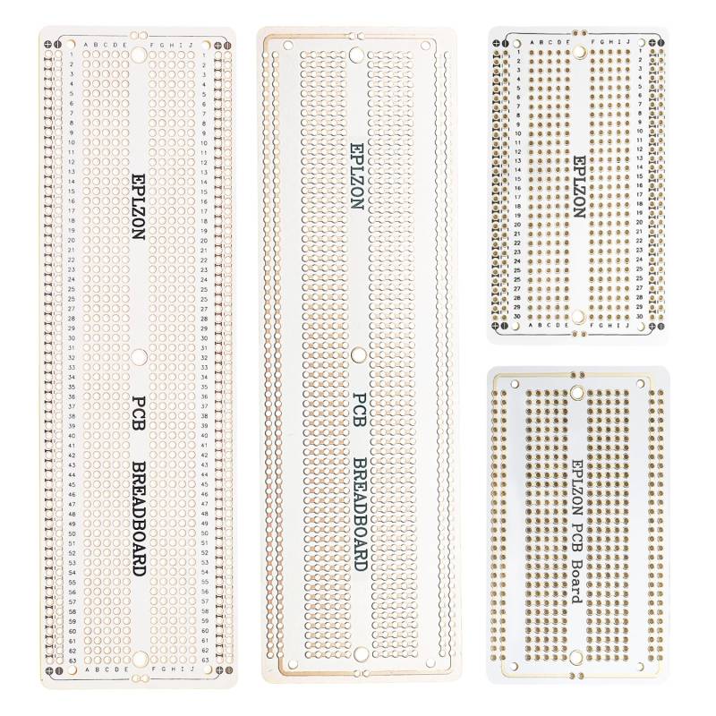 EPLZON 2Stück 6.8"x2.05" & 2Stück 3.5"x2.05" Breadboard Lötbar Prototyp PCB Board Kit für Elektronik Projekte Kompatibel für DIY Lötkreise Projekte Prototyp Board,weiß von EPLZON