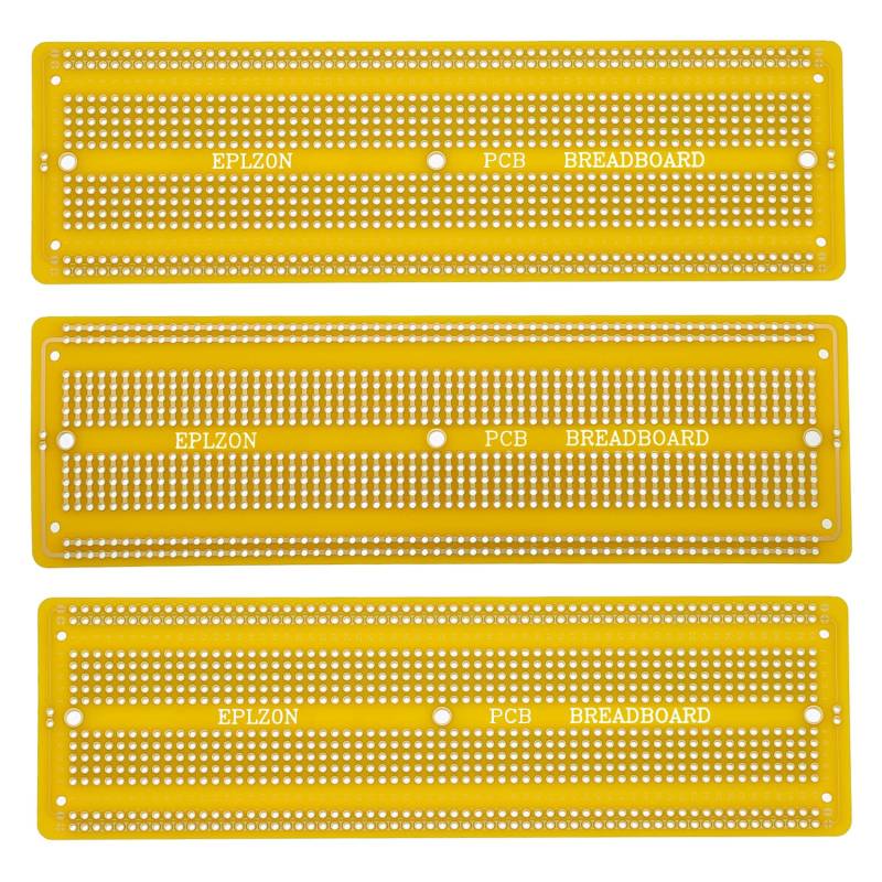EPLZON 3Stück 6.8"x2.05" Breadboard Lötbar Prototyp PCB Board Kit für Elektronik Projekte Kompatibel für DIY Lötkreise Projekte Prototyp Board,gelb von EPLZON