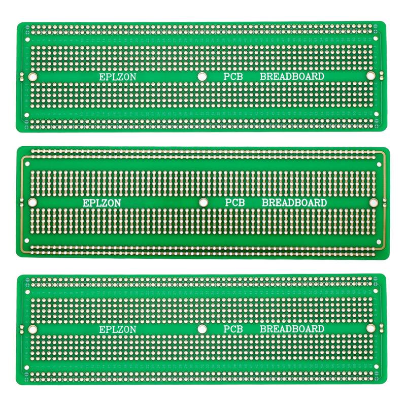 EPLZON 3Stück 6.8"x2.05" Breadboard Lötbar Prototyp PCB Board Kit für Elektronik Projekte Kompatibel für DIY Lötkreise Projekte Prototyp Board,grün von EPLZON