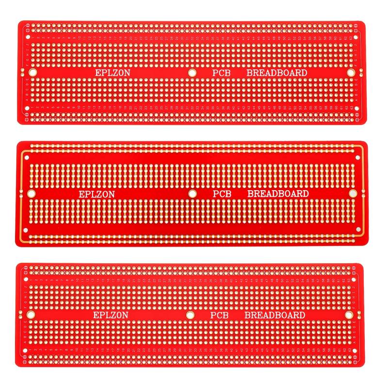 EPLZON 3Stück 6.8"x2.05" Breadboard Lötbar Prototyp PCB Board Kit für Elektronik Projekte Kompatibel für DIY Lötkreise Projekte Prototyp Board,rot von EPLZON