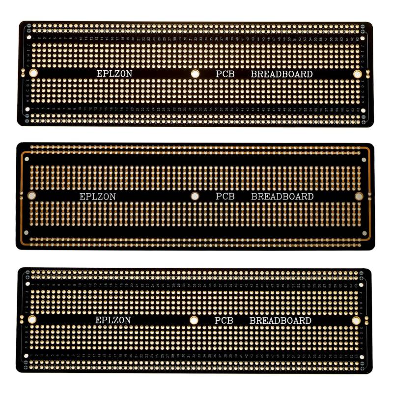 EPLZON 3Stück 6.8"x2.05" Breadboard Lötbar Prototyp PCB Board Kit für Elektronik Projekte Kompatibel für DIY Lötkreise Projekte Prototyp Board,schwarz von EPLZON