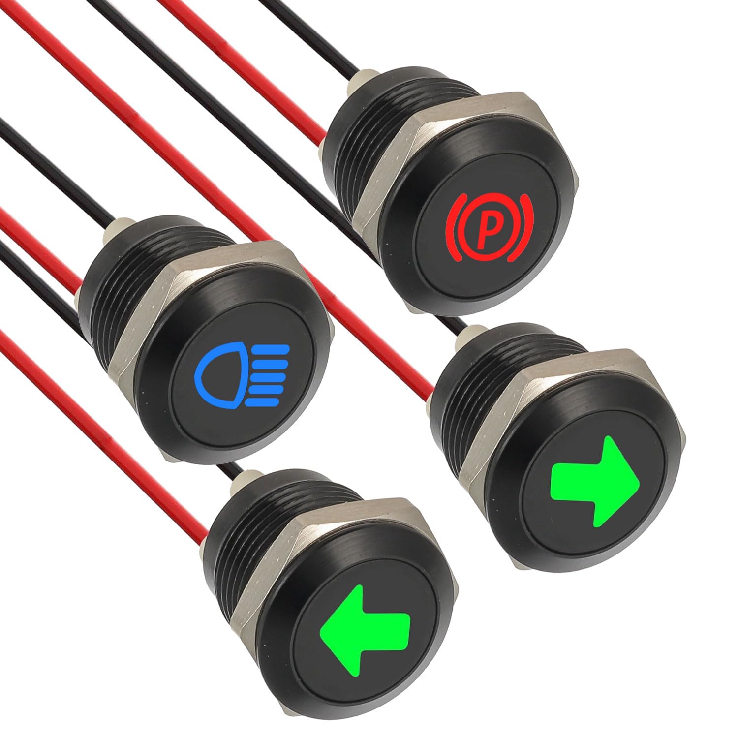EPLZON 4 Stück 12mm Wasserdichte Signalleuchte LED Kontrollleuchte, DC 12V/24V LED Metall Kontrollleuchte mit 150 mm Kabel für Motorräder Autos LKW Traktoren RV ATV EPLZON 4 Stück 12mm Wasserdichte Signalleuchte LED Kontrollleuchte, DC 12V/24V LED Metall Kontrollleuchte mit 150 mm Kabel für Motorräder Autos LKW Traktoren RV ATV von EPLZON