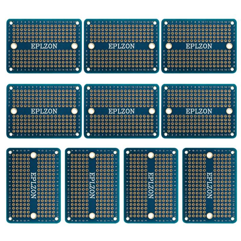 EPLZON Prototype Board Lötbares Breadboard Doppelseitig Leiterplatte PCB Circuit Board zum Schweißen von,DIY elektronische Artikel,Blau(Packung mit 10 Stück) von EPLZON